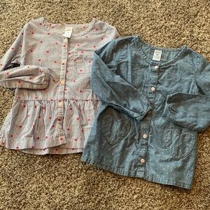 2 4T Carters Brand Long Sleeve heart tops